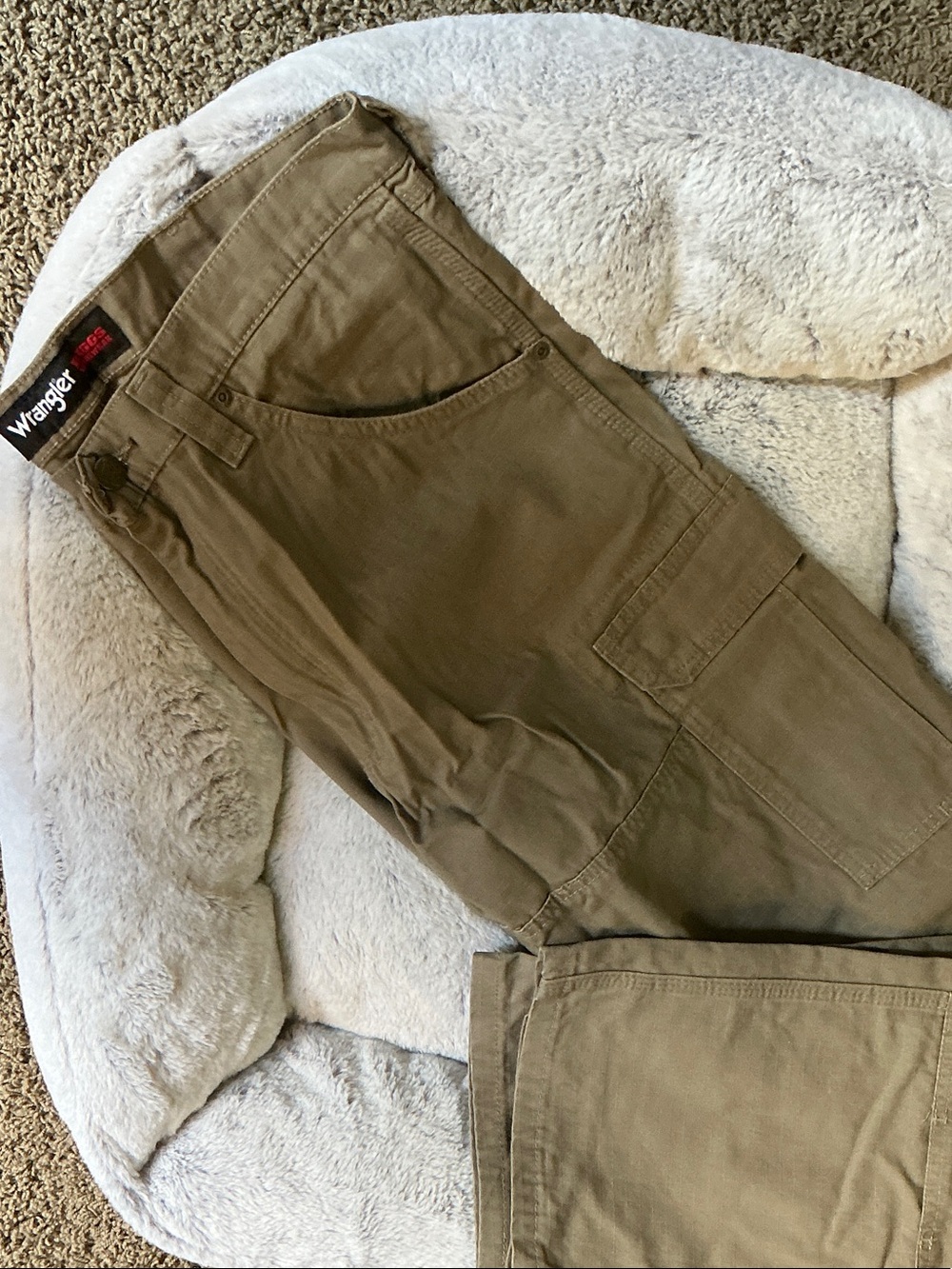 Wrangler Men's Tan Cargo Pants with Utility Pockets